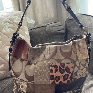 Patchwork Shoulder Bag - Brown